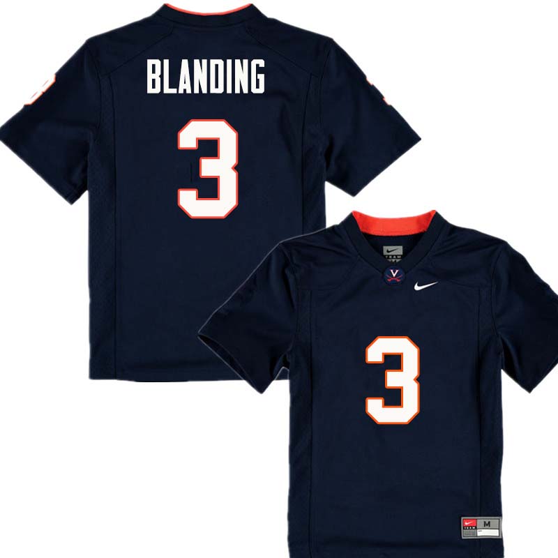 Men #3 Quin Blanding Virginia Cavaliers College Football Jerseys Sale-Navy